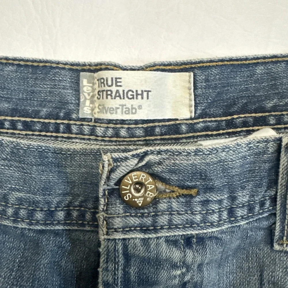 Levis True Straight Silver Tab Mens 36x30 Denim Button Fly Jeans Y2K(Fits 36x28)